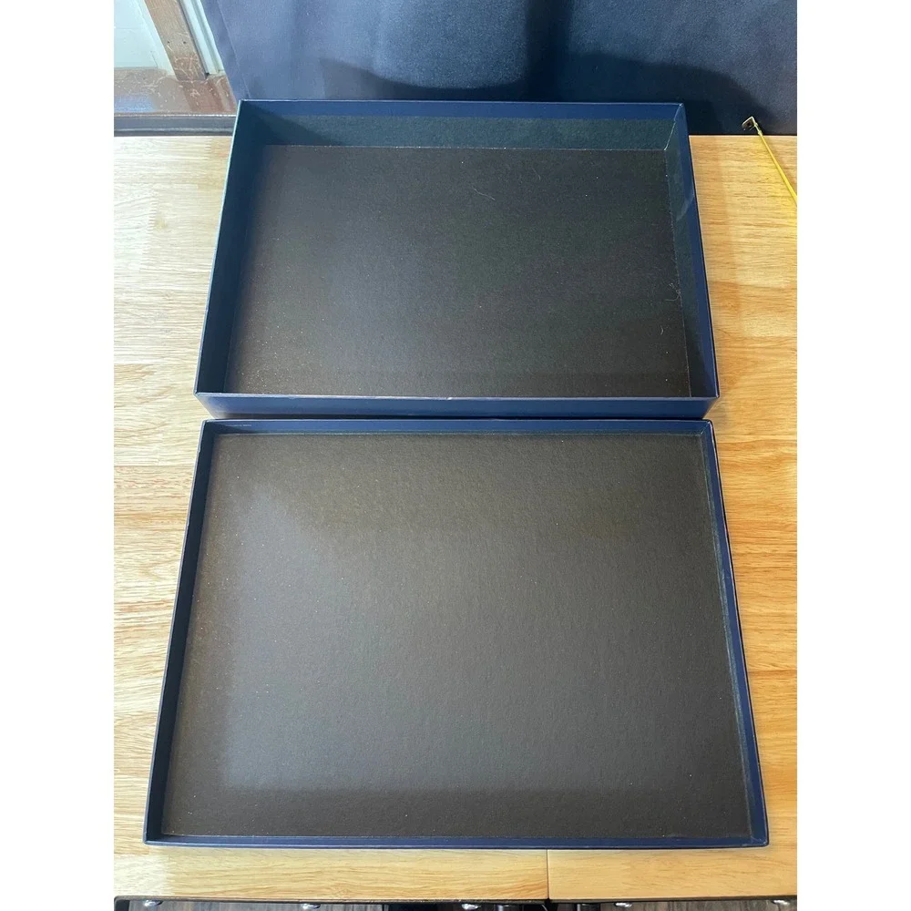 Ralph Lauren Navy Blue Gold‎ Logo Gift Storage Box 15.5x11.5x2 Large Authentic